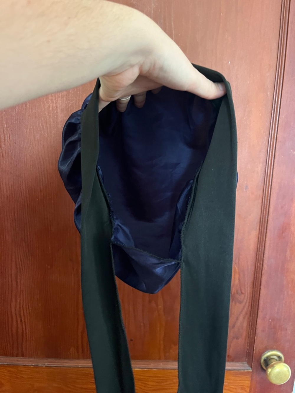 Satin Navy Blue bonnet - Picture 2 of 4